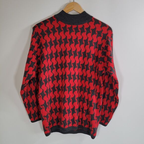 Vintage LIZ CLAIBORNE Houndstooth Cashmere Blend Sweater Sz S Mock Neck Longline - Picture 7 of 7
